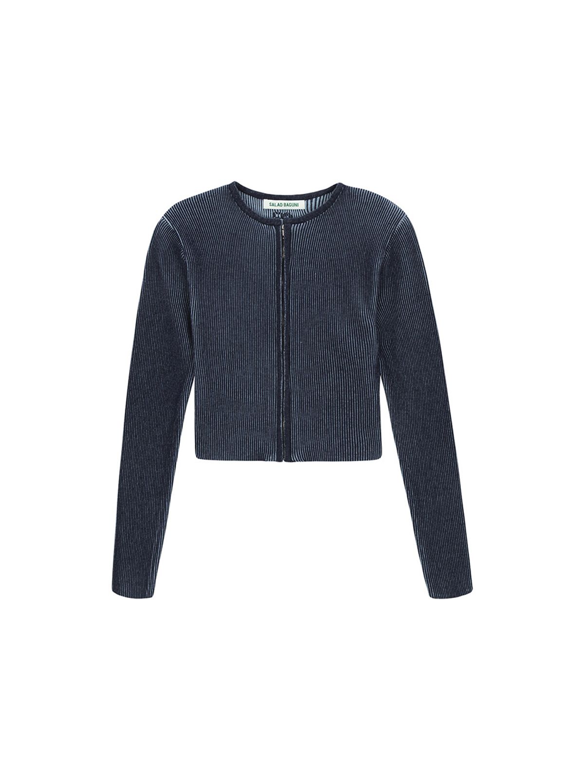 샐러드바구니(SALAD BAGUNI) Two-tone zip-up cardigan - navy skyblue