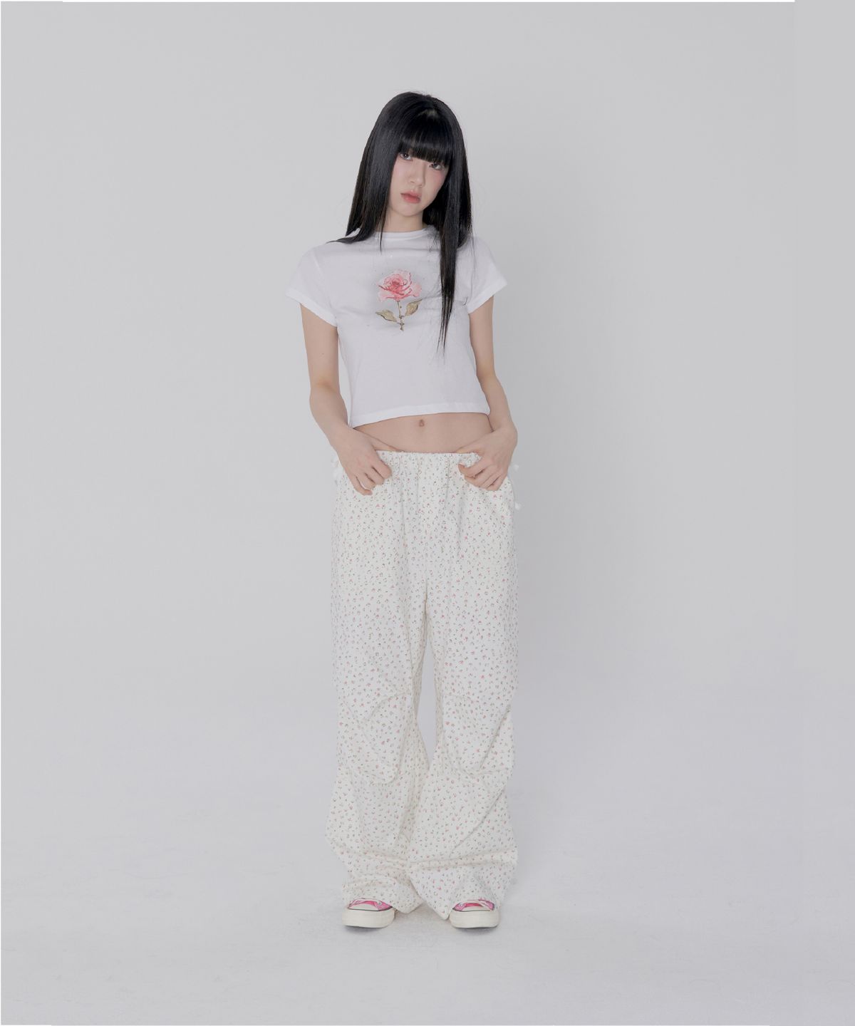 잇자바이브(ITZAVIBE) FLOWER GARDEN BANDING PANTS - IVORY