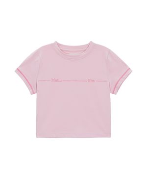 MATIN SMALL LINE LOGO STITCH CROP TOP IN PINK