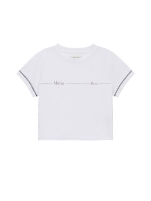 MATIN SMALL LINE LOGO STITCH CROP TOP IN WHITE