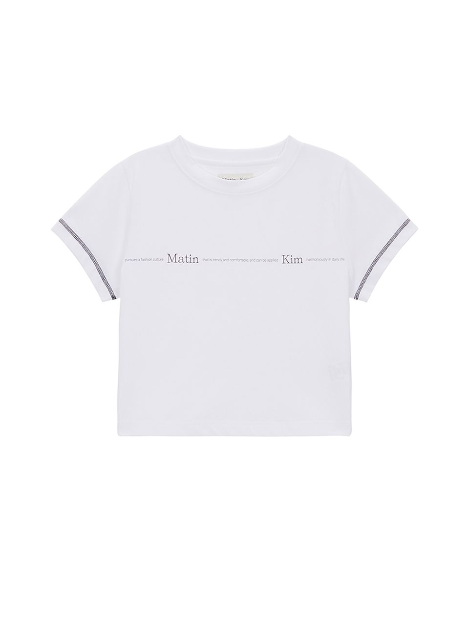 Matin Kim☆MATIN SMALL LINE LOGO STITCH CROP TOP MUSINSA | MATIN KIM MATIN SMALL LINE LOGO STITCH CROP TOP IN