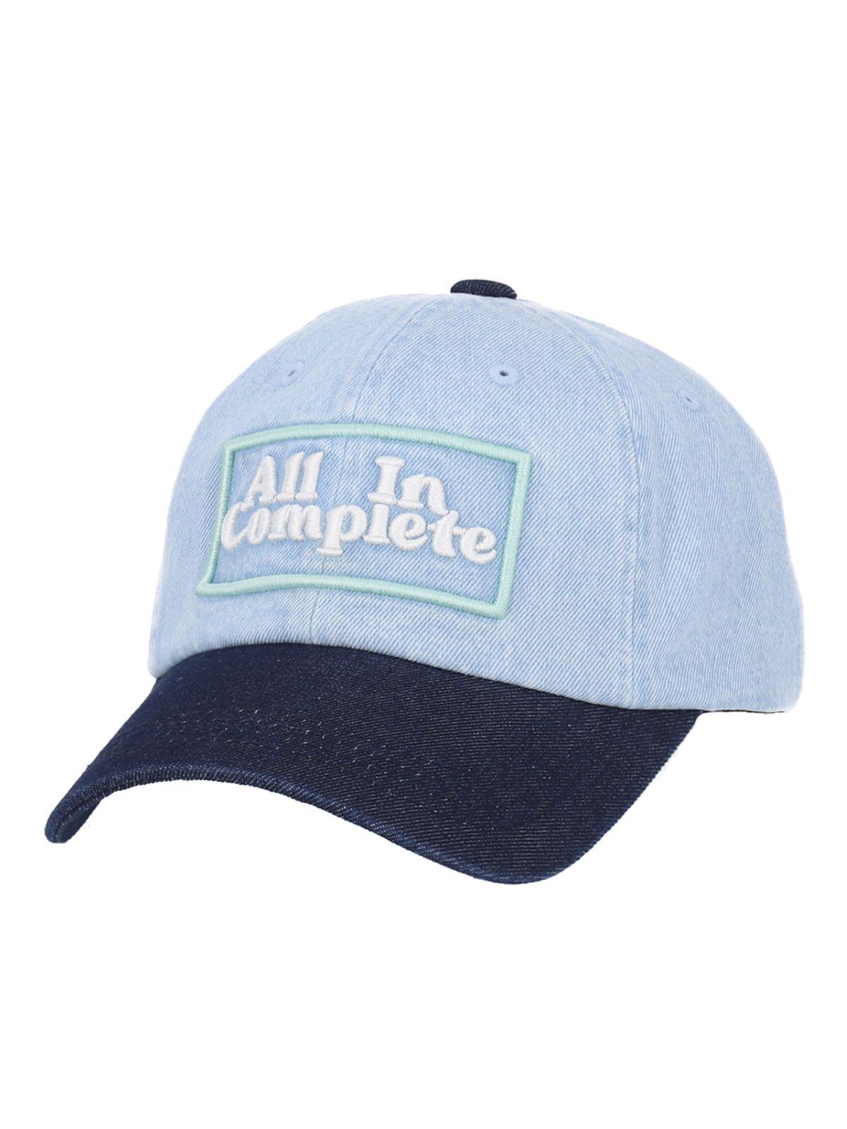 올인컴플리트(ALLINCOMPLETE) 문 로고 볼캡 (데님 투톤)