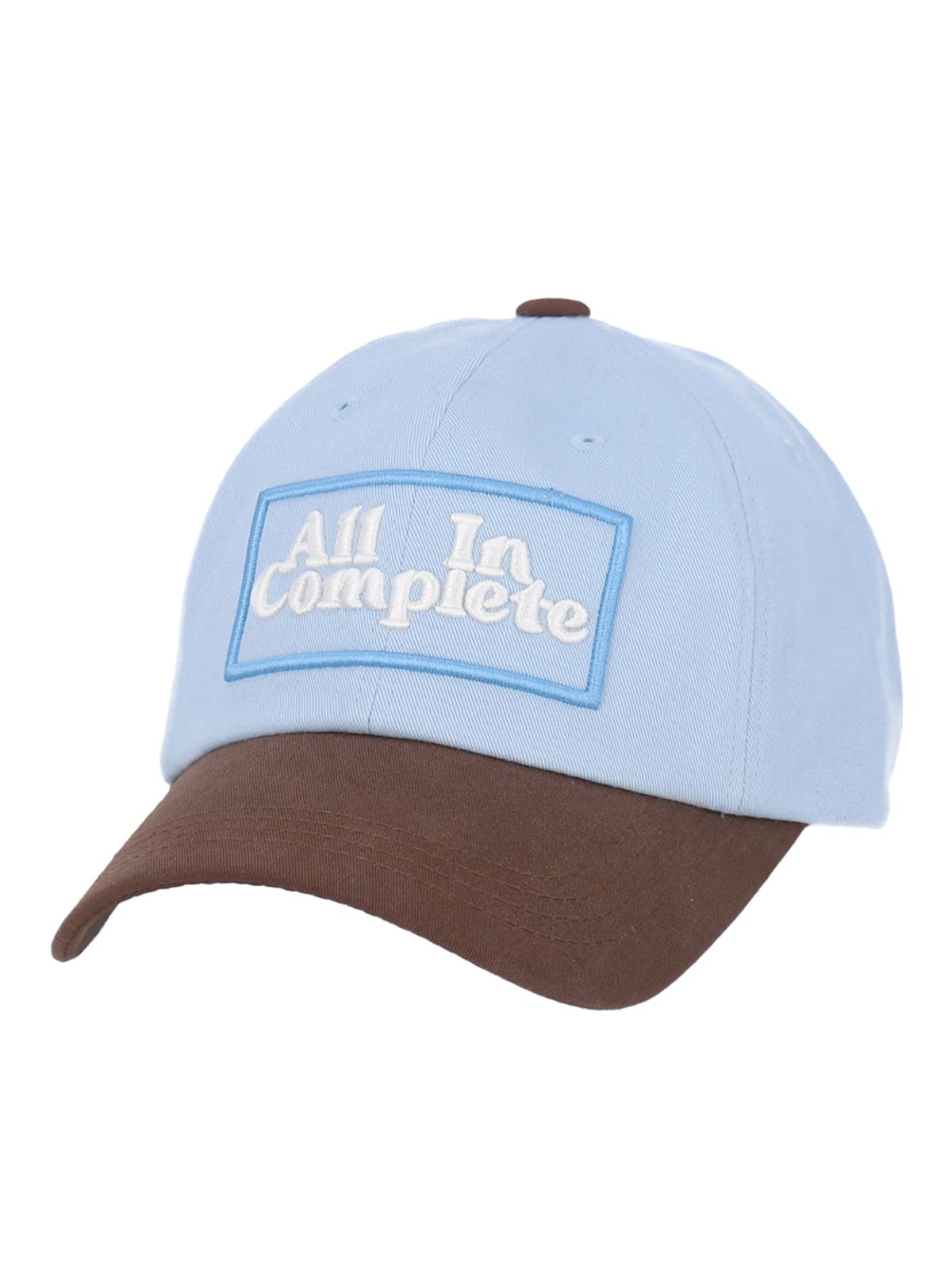 올인컴플리트(ALLINCOMPLETE) 문 로고 볼캡 (브라운 & 스카이블루)