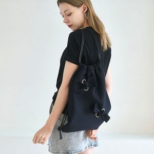 투 리본 백팩- 블랙