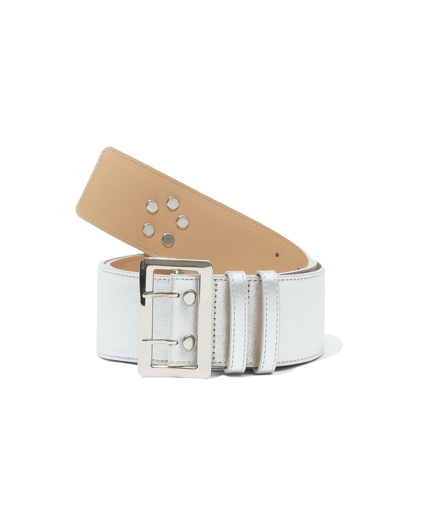 MUSINSA | PARTIMENTO WOMEN Wide Leather Belt_Silver