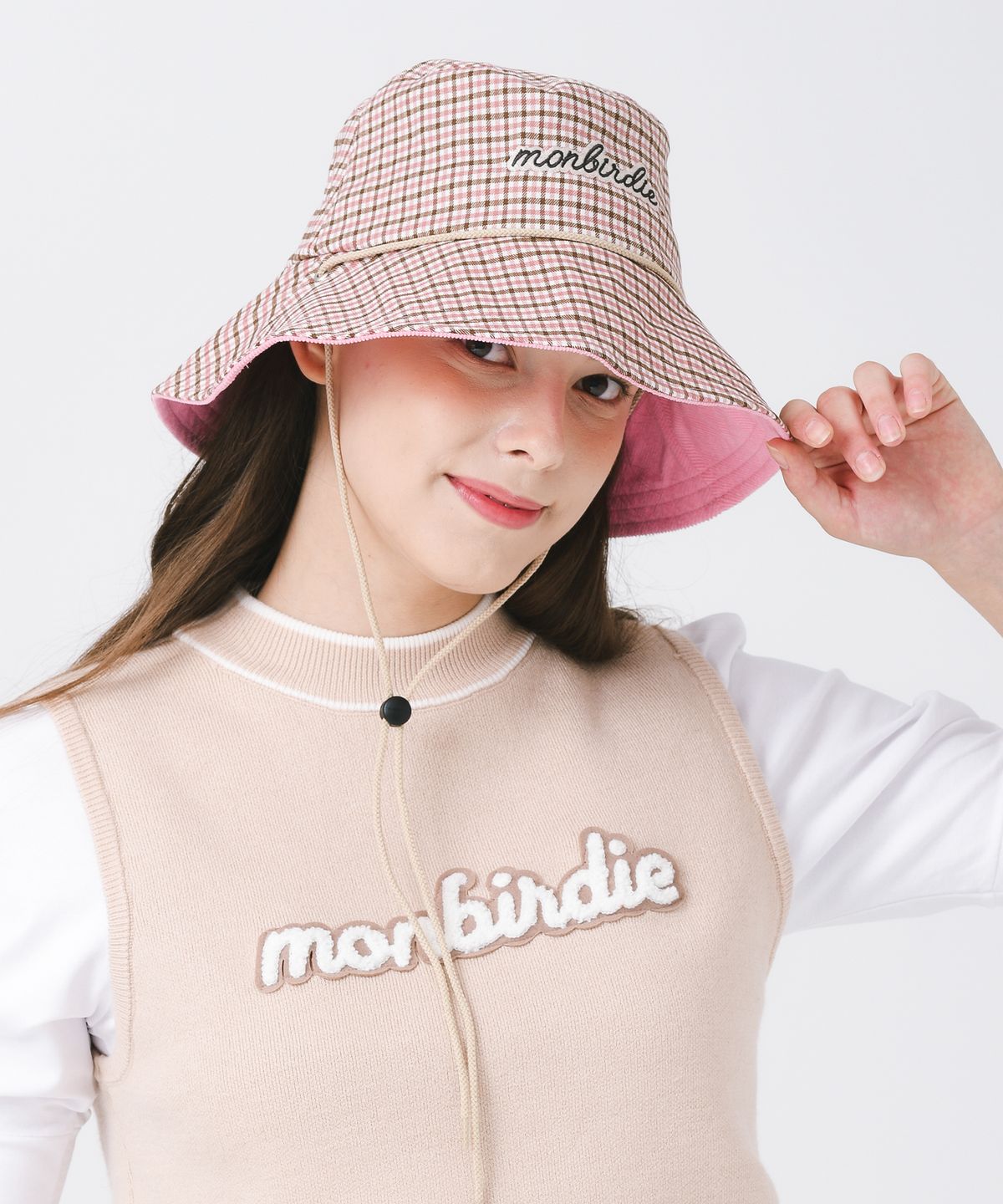 몽버디 골프(MONBIRDIE GOLF) MONBIRDIE Check Bucket 체크 버킷햇 PINK