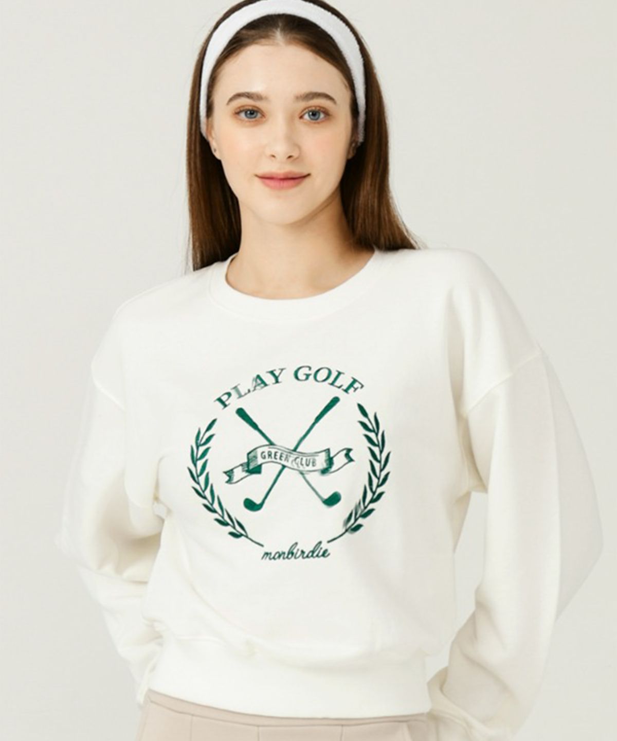 몽버디 골프(MONBIRDIE GOLF) Green Club Sweatshirt 엠블럼 그린클럽 맨투맨 IVORY