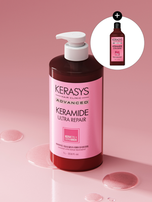 [손상모 전용] 케라마이드 극손상 울트라 리페어 트리트먼트 1L + 샴푸 180ml 추가증정구성