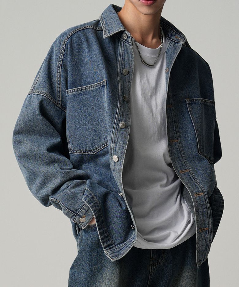 Buko Pocket Denim Shirt ASH LIGHT BLUE