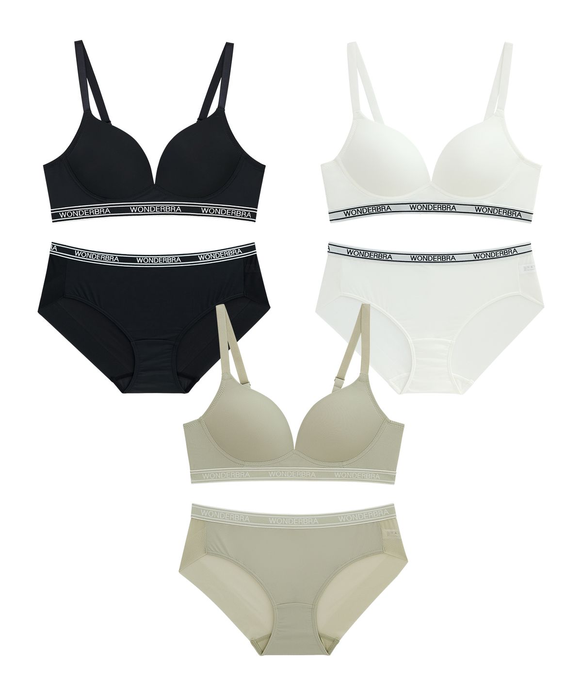 원더브라(WONDERBRA) [3PACK] 스포츠 아웃밴드 노와이어 브라팬티 세트
