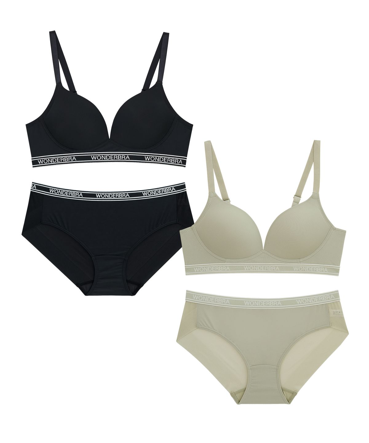 원더브라(WONDERBRA) [2PACK] 스포츠 아웃밴드 노와이어 브라팬티 세트