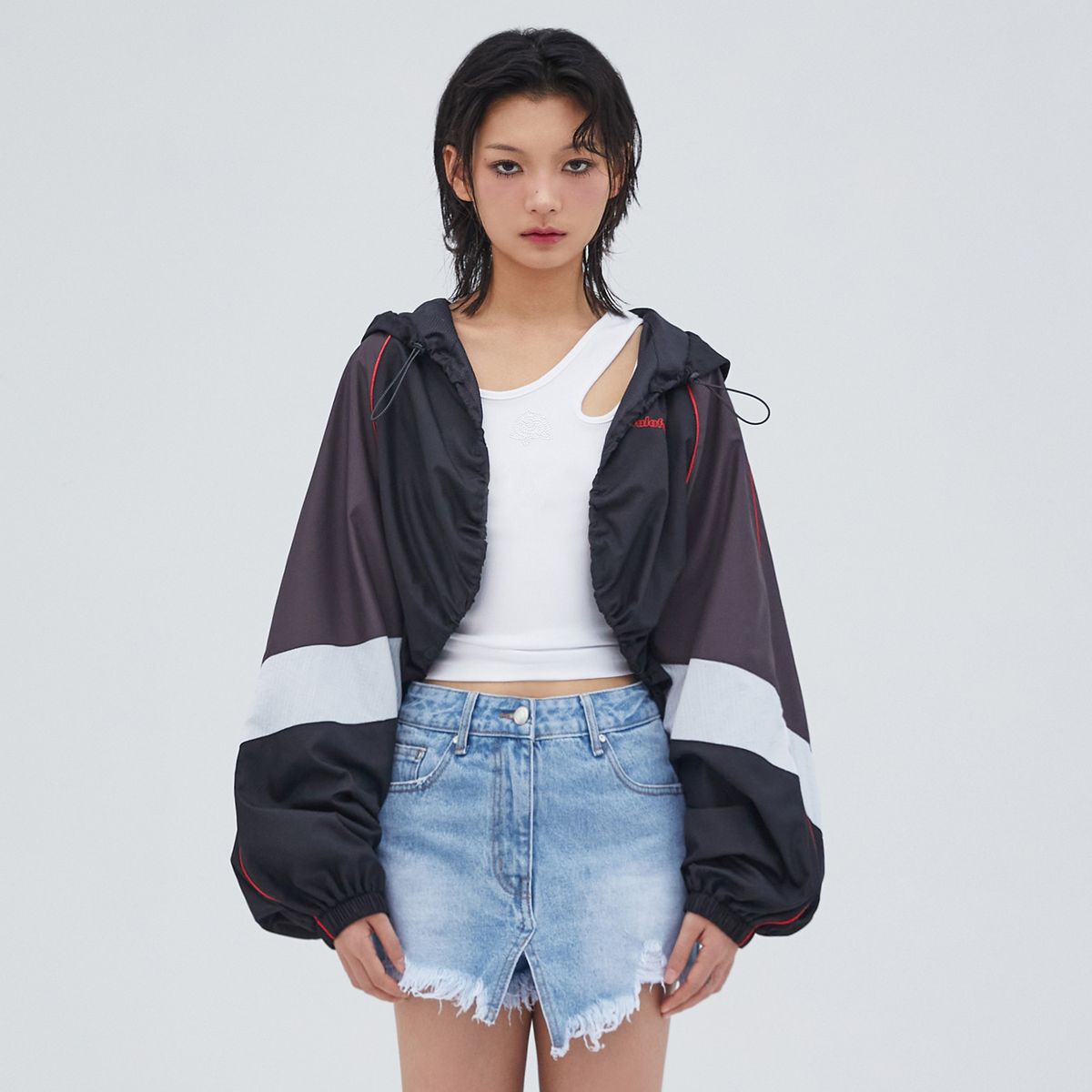 라라폭스(LALAFOX) HOODED BOLERO JACKET BLACK BQ2WJ002