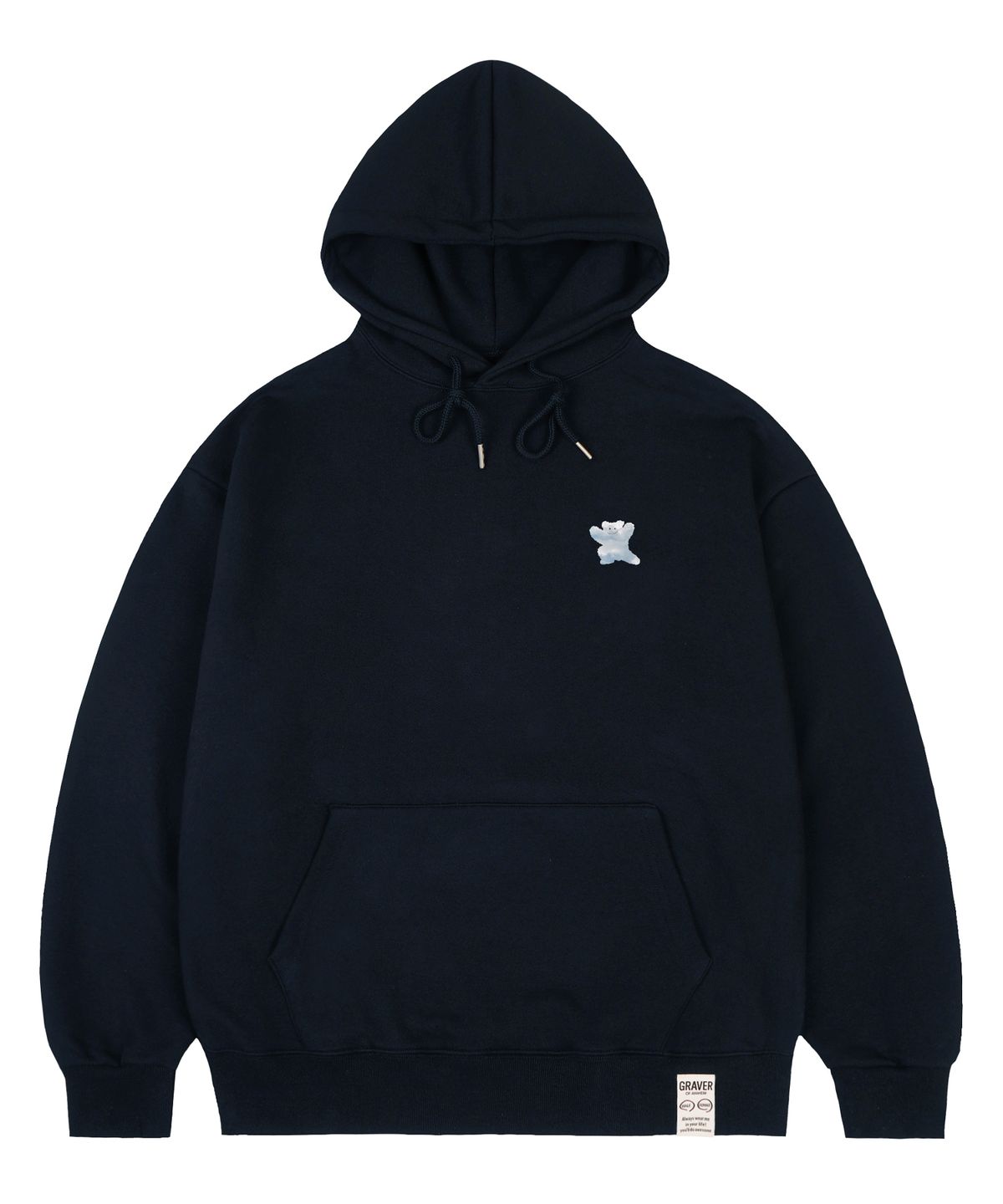 그레이버(GRAVER) [UNISEX]스몰 구름 베어스마일 후드티_네이비