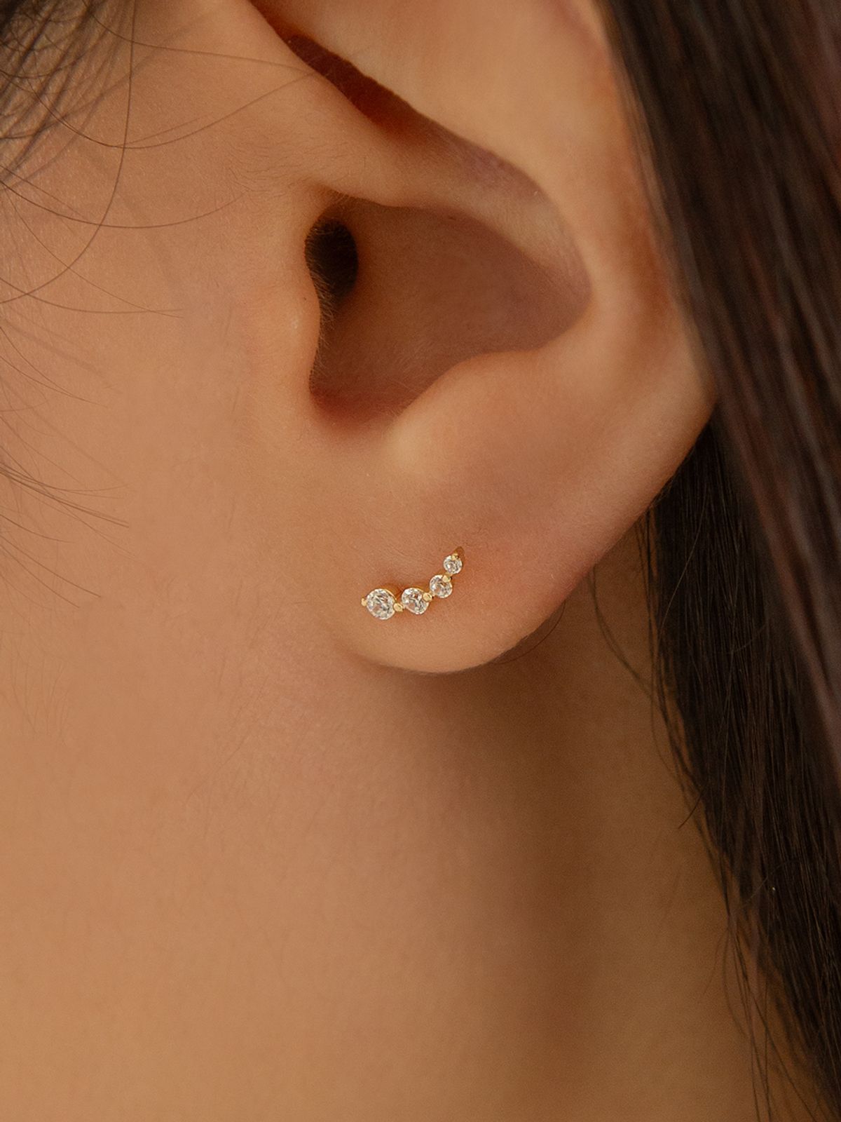 룬느(LUNNE) 14k 밀키웨이 커브 스톤 피어싱 (14k골드) #LFPI04