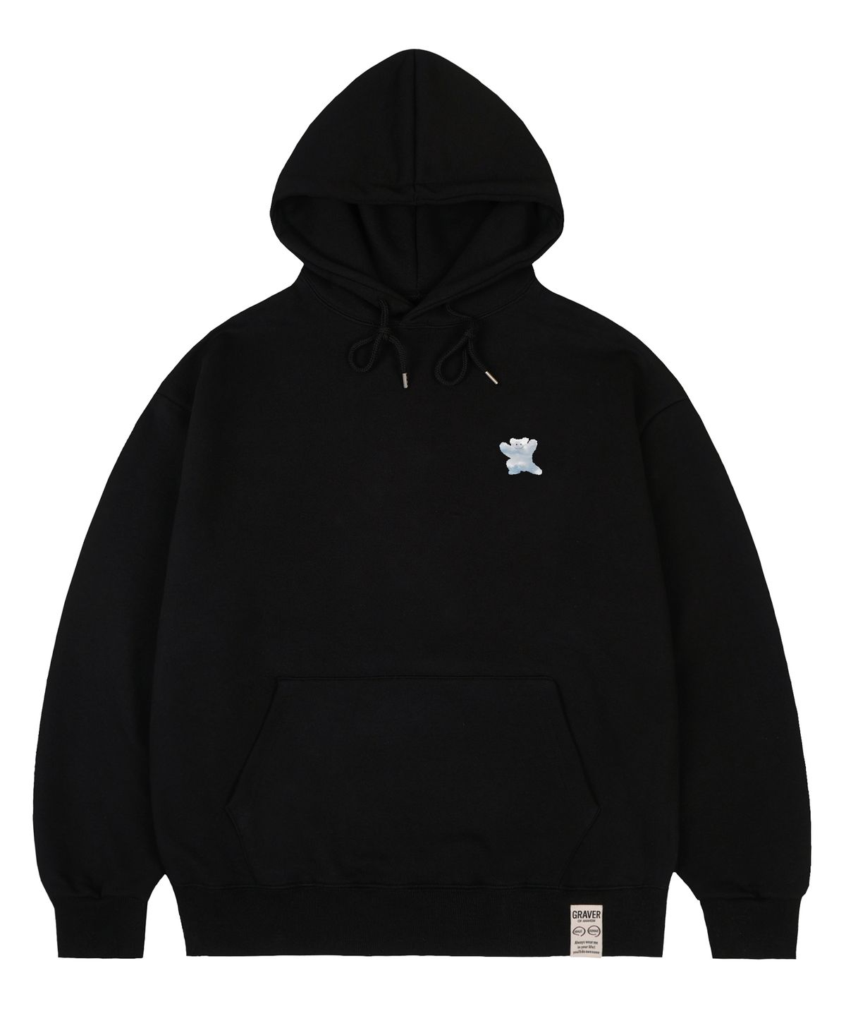 그레이버(GRAVER) [UNISEX]스몰 구름 베어스마일 후드티_블랙