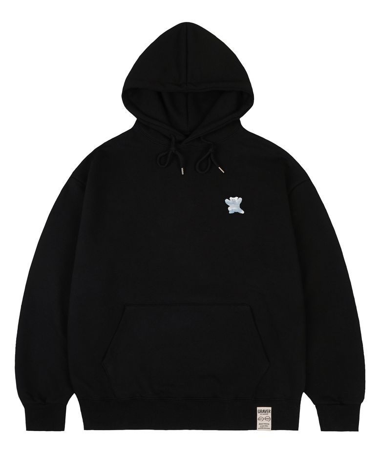 [UNISEX]스몰 구름 베어스마일 후드티_블랙