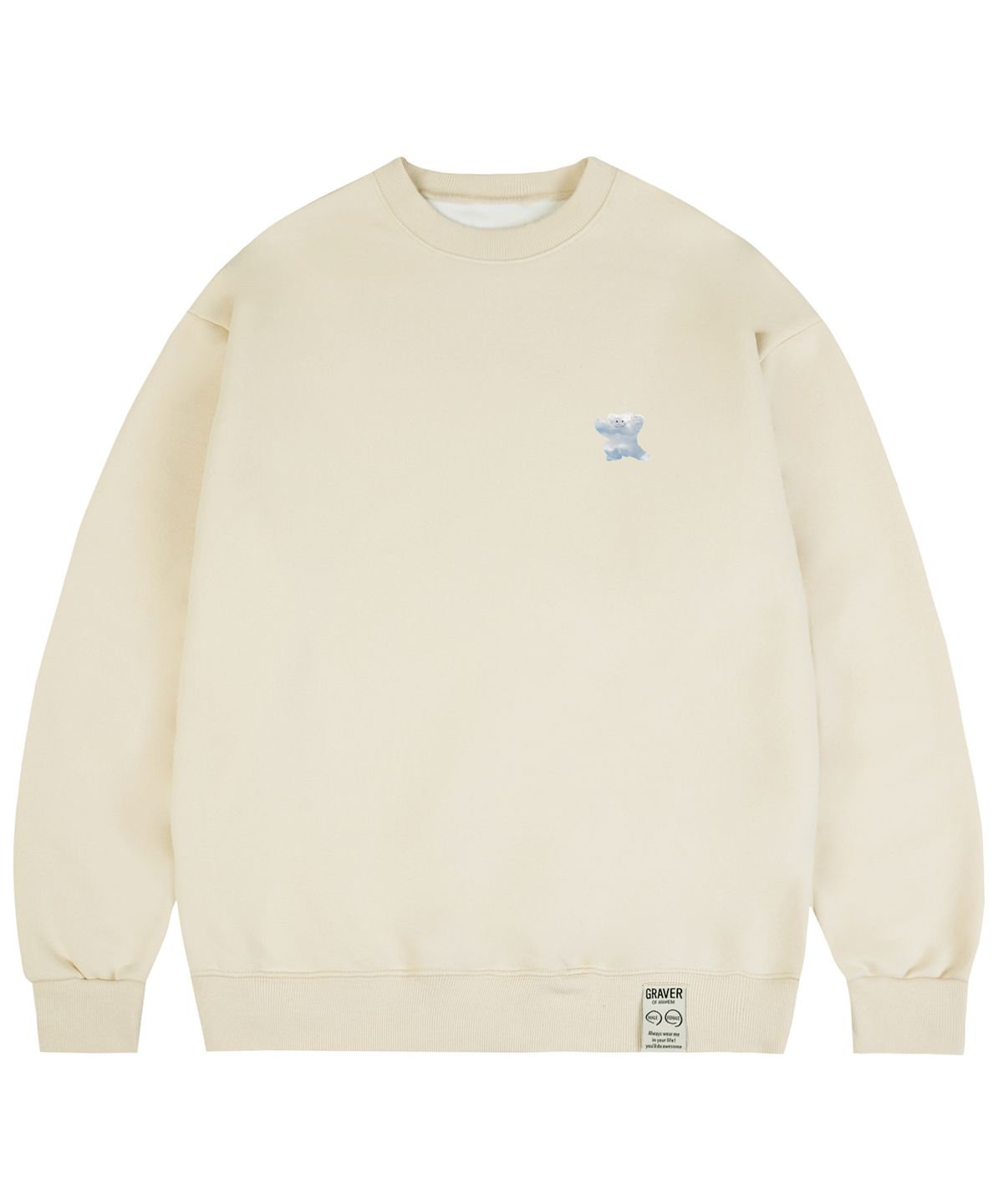 그레이버(GRAVER) [UNISEX]스몰 구름 베어스마일 맨투맨_크림