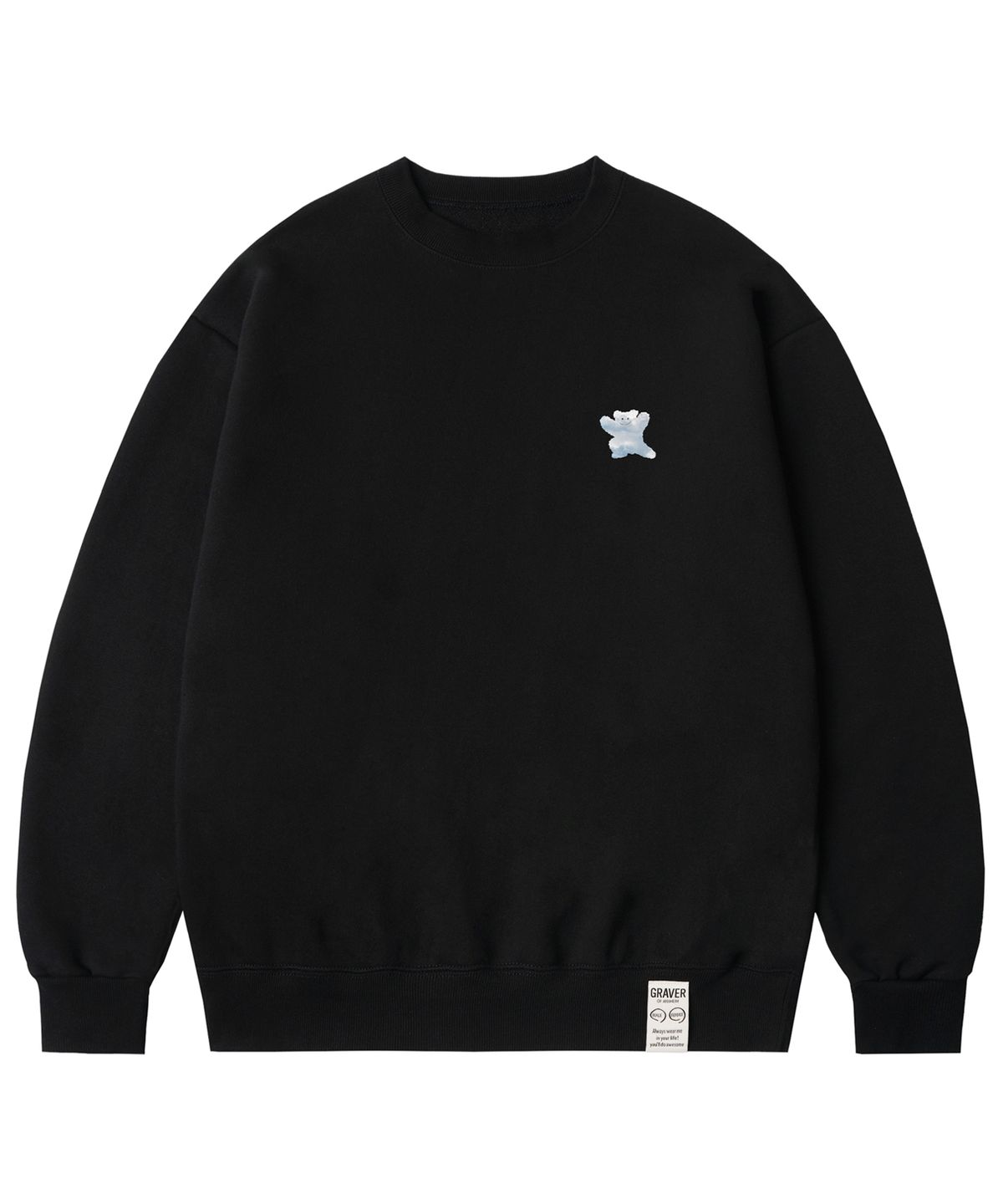 그레이버(GRAVER) [UNISEX]스몰 구름 베어스마일 맨투맨_블랙