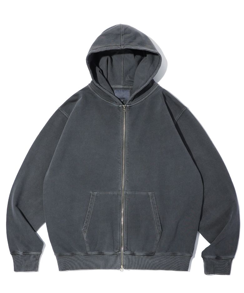 Vintage Pigment Hoodie Zip Up Charcoal
