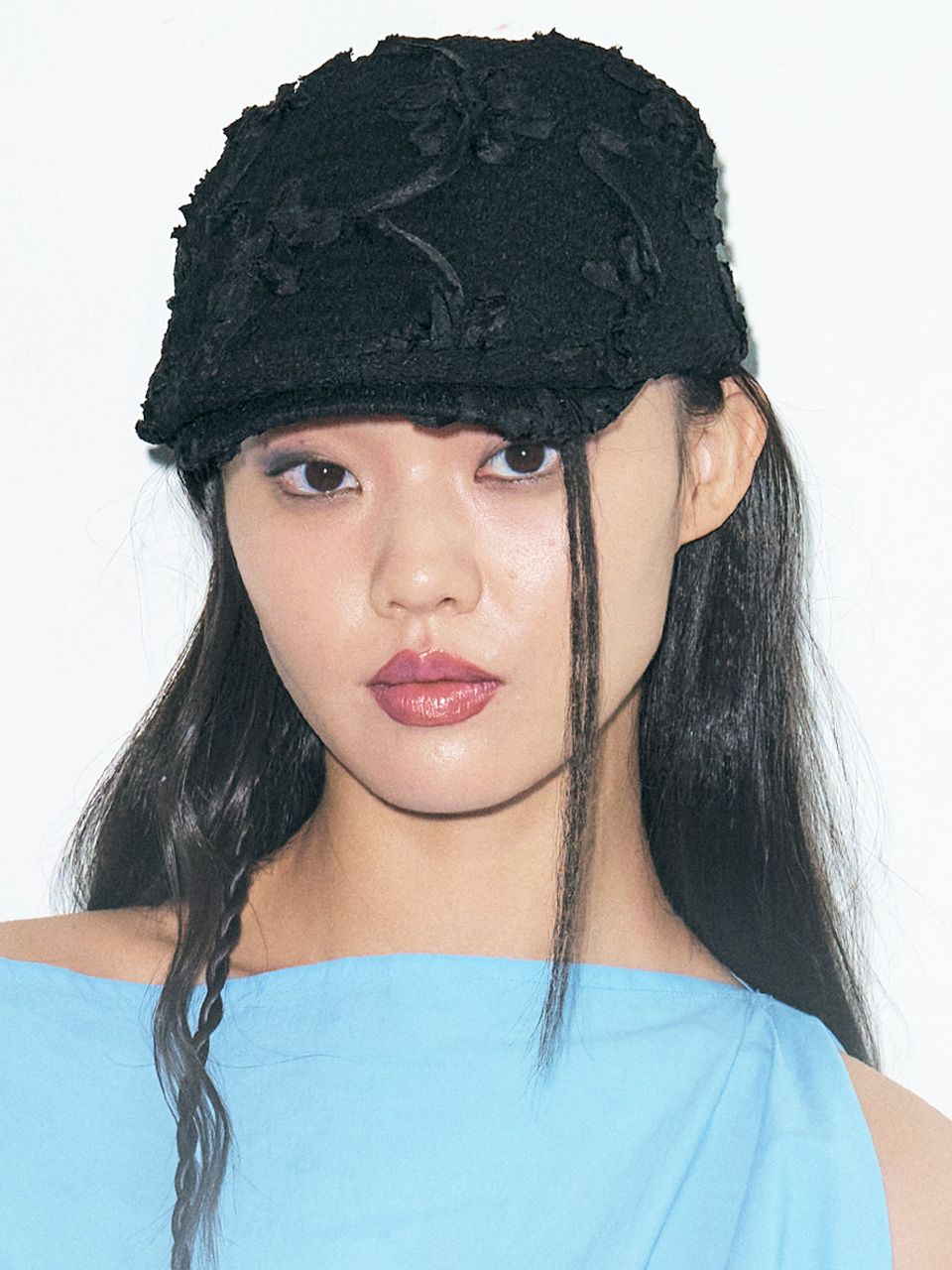 MUSINSA | POESIEDAME CORSAGE FLAT CAP IN BLACK