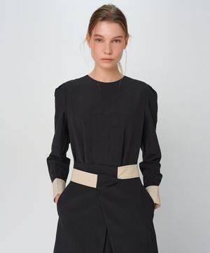 COLOR BLOCK DRESS / BLACK