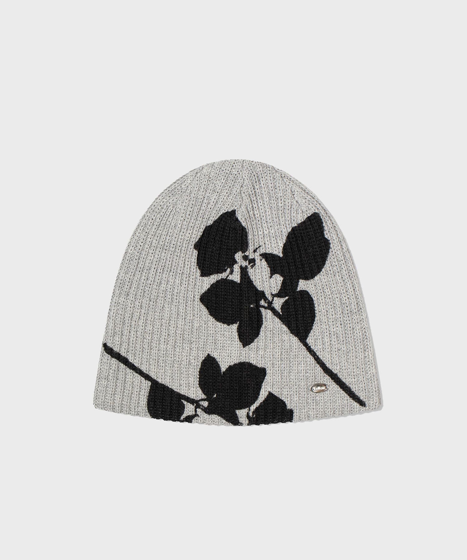 MUSINSA | FALLETT Flower graphic beanie grey