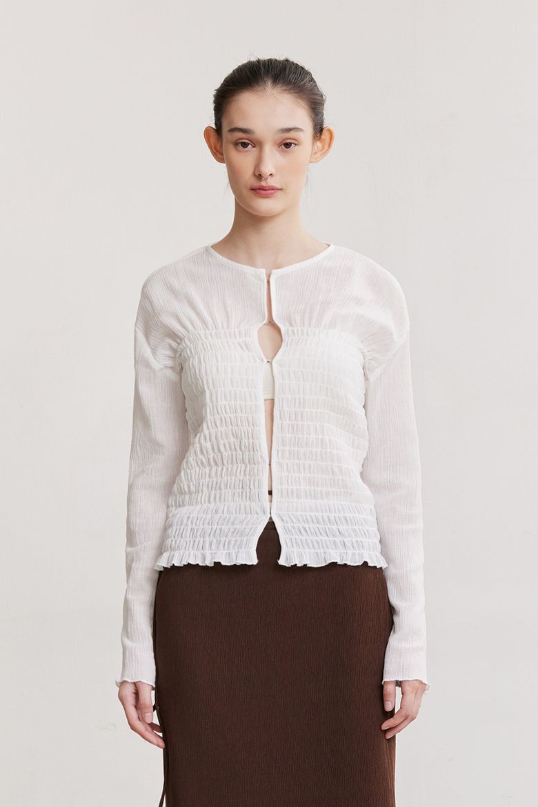 SMOCKING HOOK BLOUSE (WHITE)