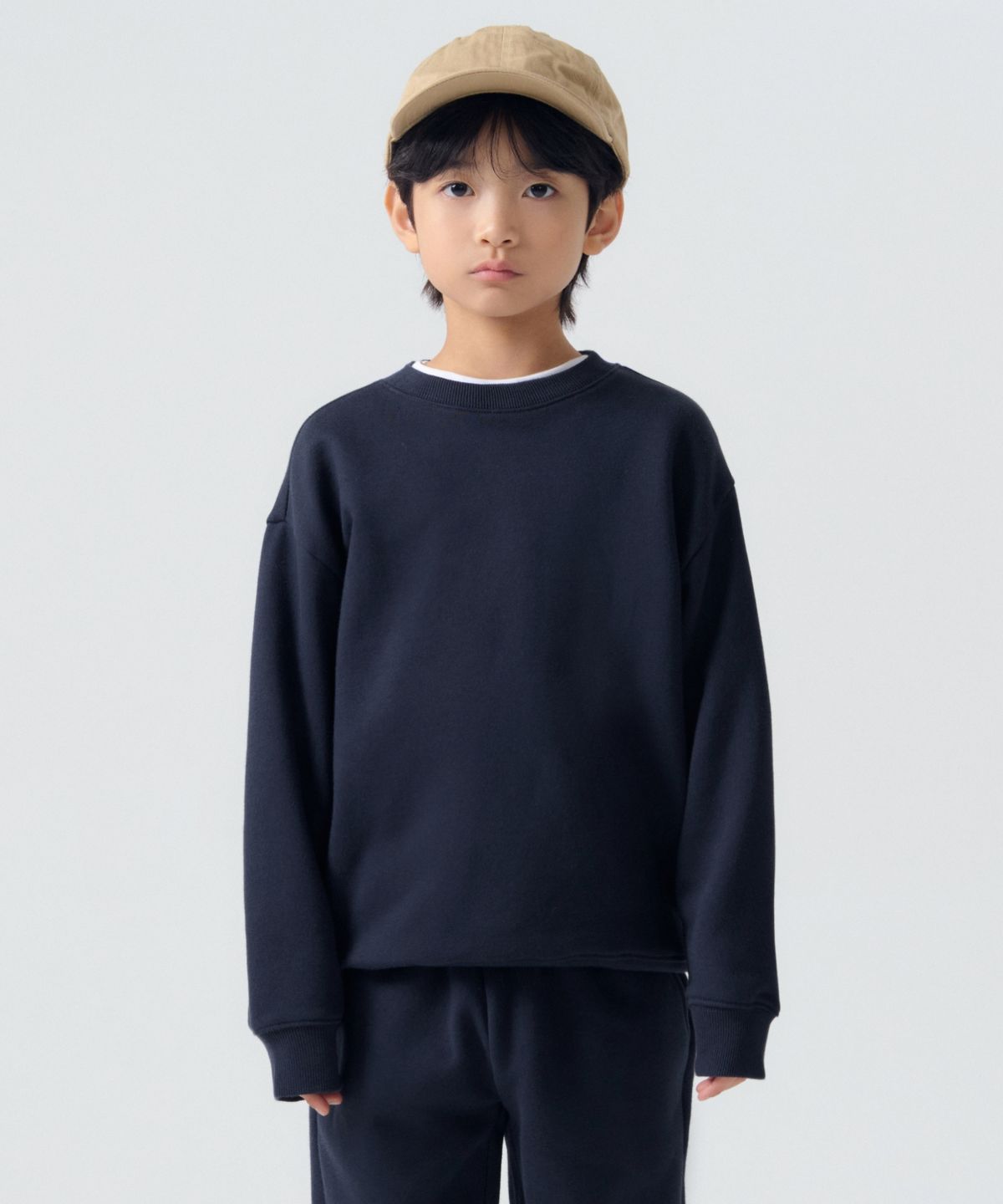 무신사 스탠다드 키즈(MUSINSA STANDARD KIDS) 기모 오버사이즈 스웨트셔츠  [네이비]