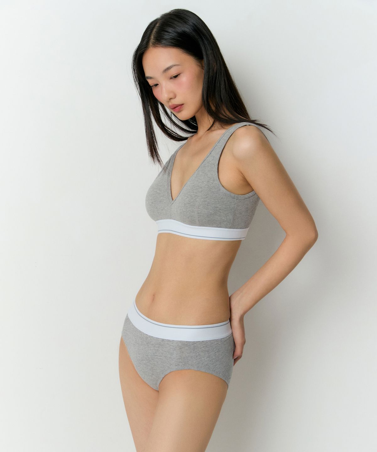 무신사 스탠다드 우먼(MUSINSA STANDARD WOMAN) 우먼즈 코튼 화이트 밴디드 브라렛 [그레이]