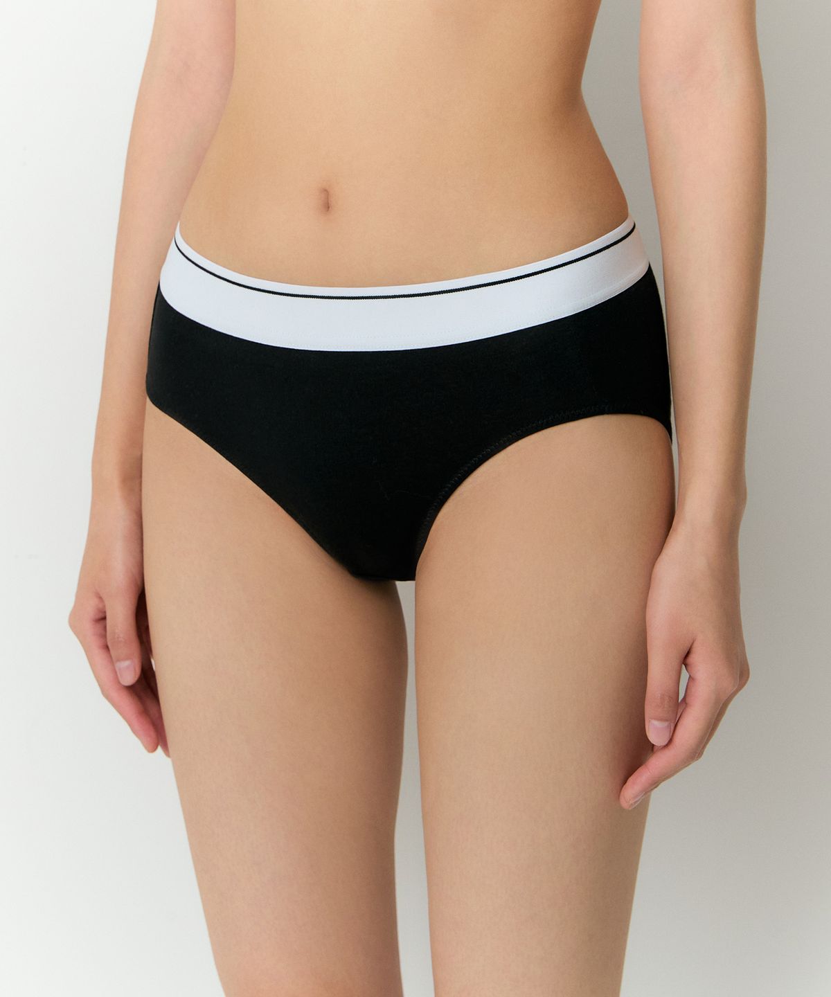 무신사 스탠다드 우먼(MUSINSA STANDARD WOMAN) 우먼즈 코튼 화이트 밴디드 팬티 [블랙]