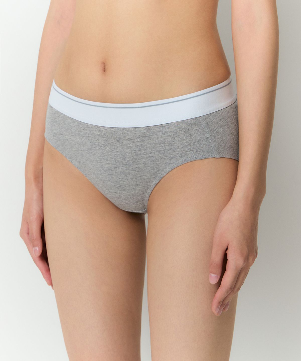 무신사 스탠다드 우먼(MUSINSA STANDARD WOMAN) 우먼즈 코튼 화이트 밴디드 팬티 [그레이]
