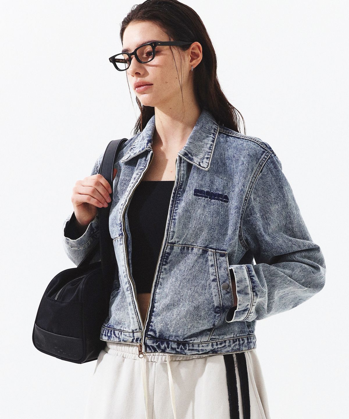 프렌다(PRENDA) DENIM BLOUSON ZIP-UP JACKET LIGHT INDIGO