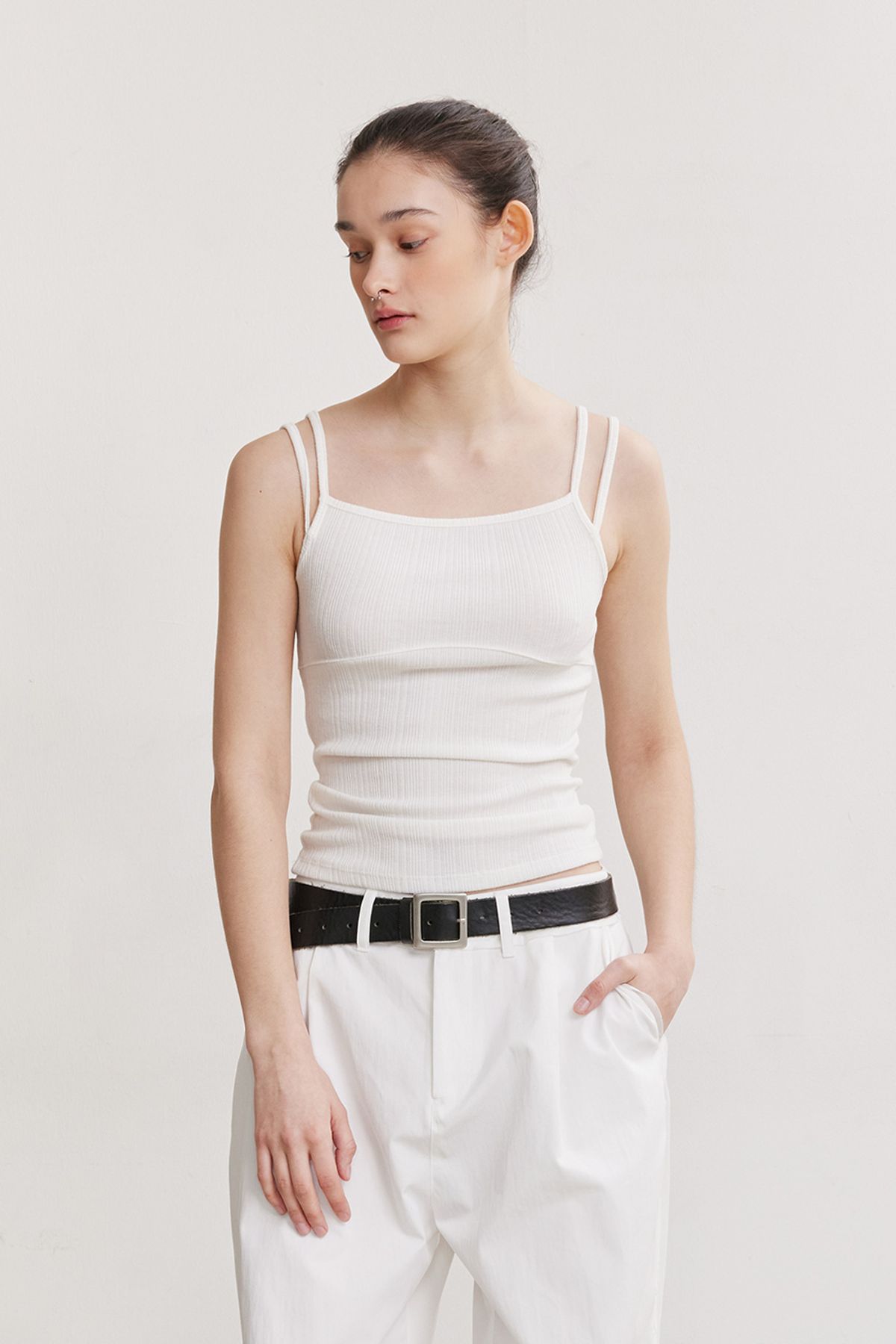 애프터아워즈(AFTERHOURS) DOUBLE STRAP SLEEVELESS (IVORY)