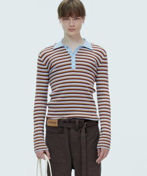 STRIPE CORRUGATED COCKTAIL KNIT SKY BLUE