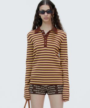 STRIPE CORRUGATED COCKTAIL KNIT BROWN