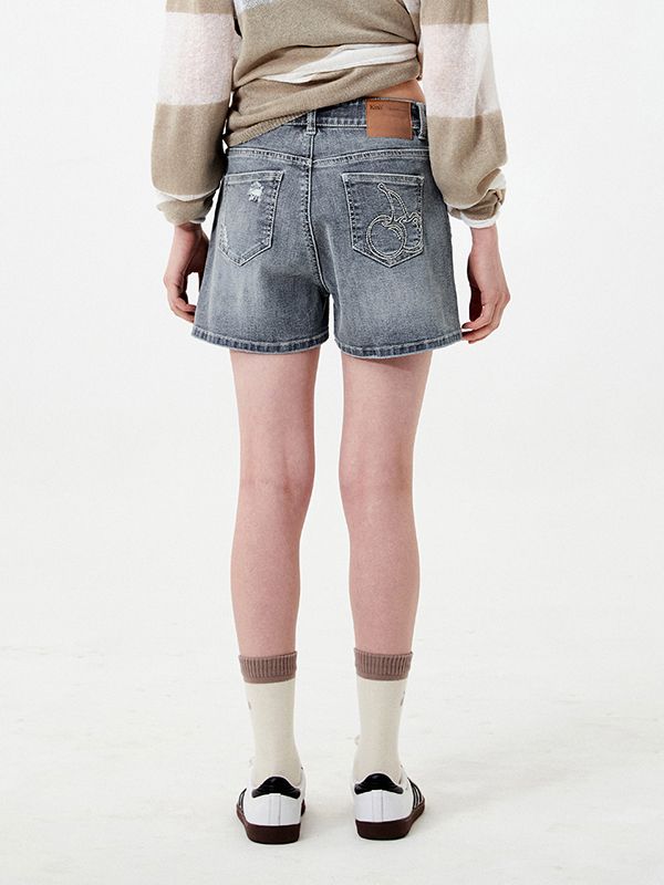 MUSINSA | KIRSH Cherry Denim Pintuck Shorts [Indigo Blue]