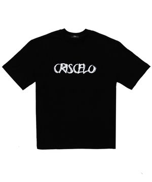 (공용) 데미지 로고 티셔츠 - (블랙 20수 오버핏)