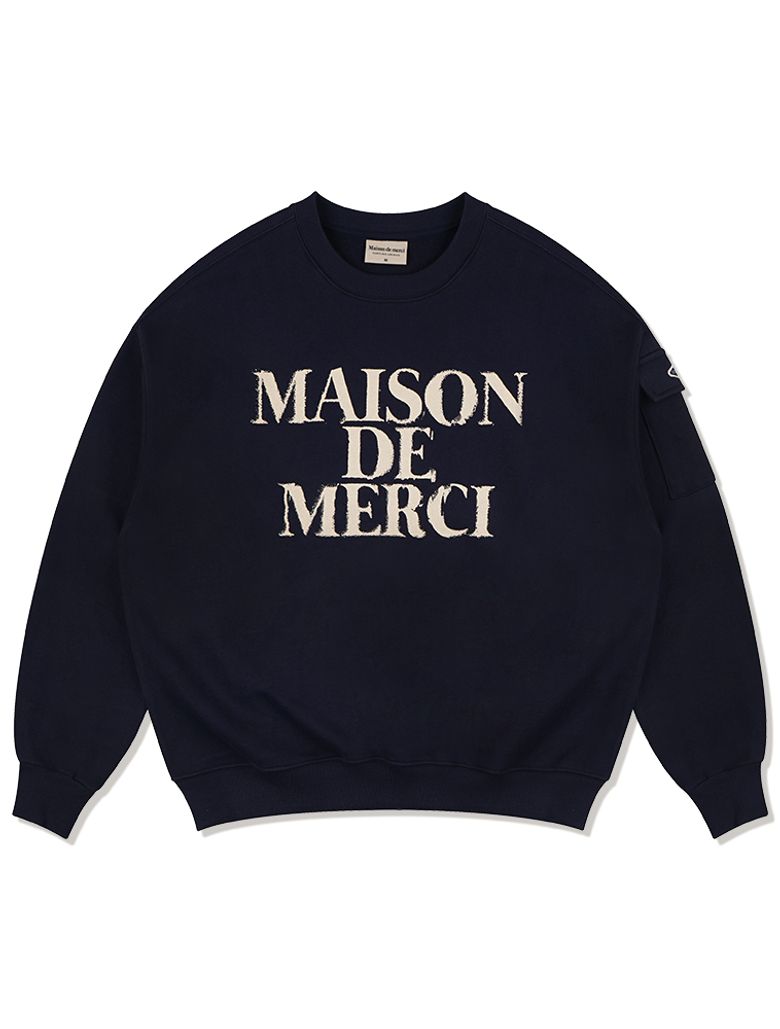 UNISEX 카고포켓 DISPLACE 로고 맨투맨 네이비(FCE1TS101M)