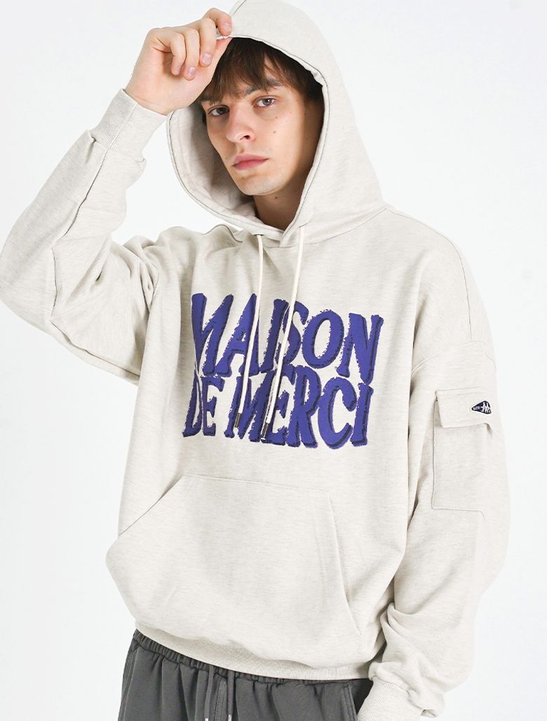 UNISEX 카고포켓 DISPLACE 로고 후드 오트밀(FCE1TS102M)