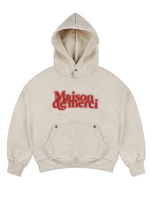 [기모선택]우먼즈 블러 로고 스냅 포인트 크롭 후드 오트밀(FCE1TS303W)