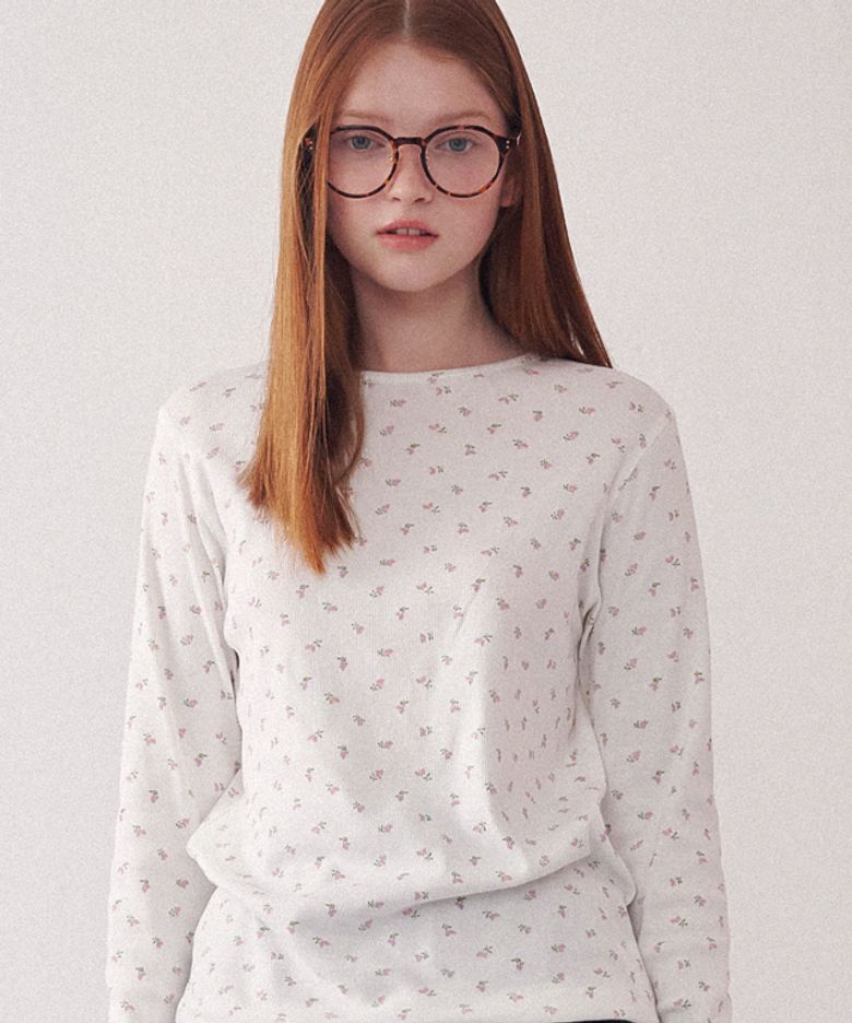 FLORAL LONG SLEEVE IVORY PINK FLOWER
