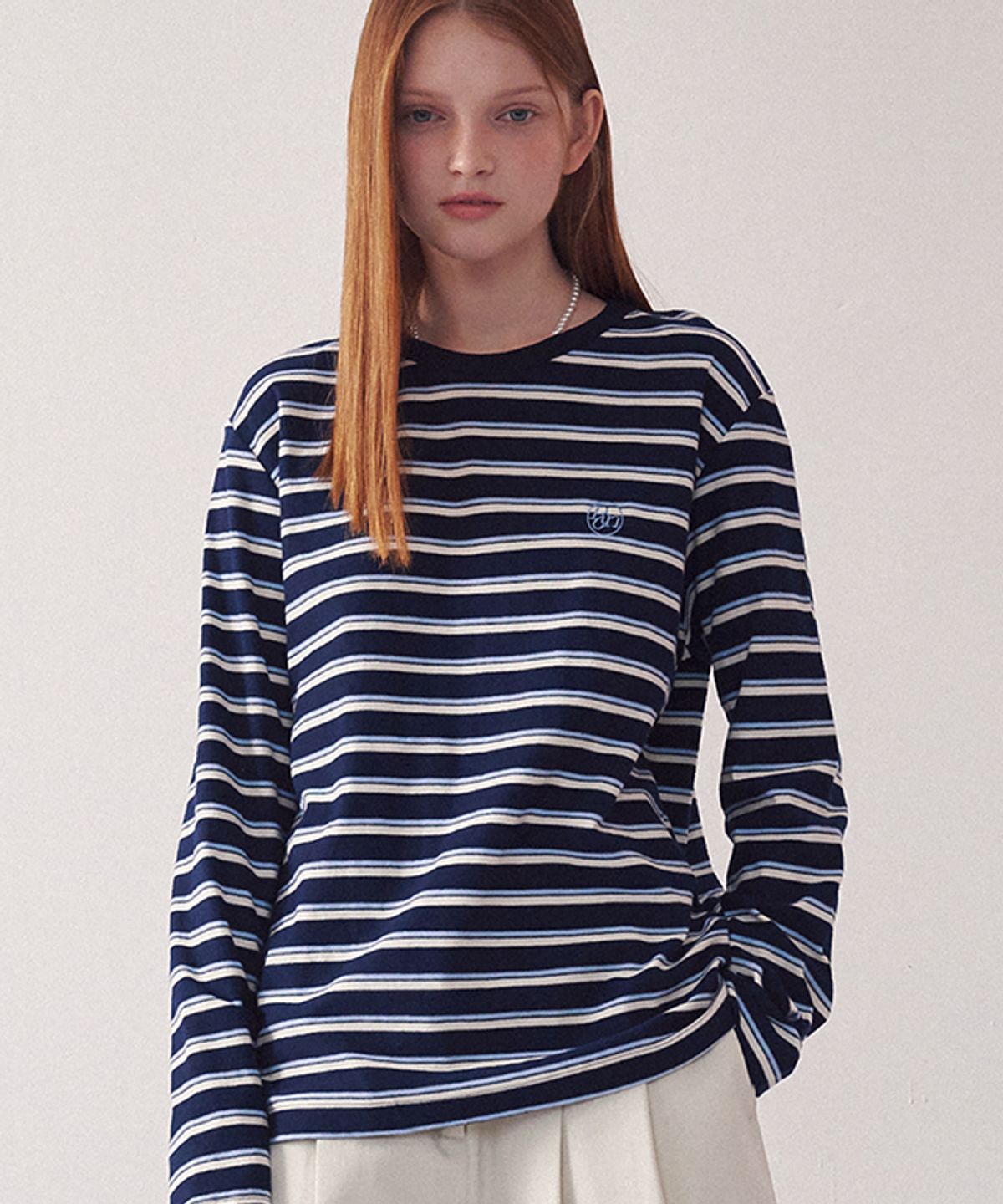 론론(RONRON) MULTI STRIPE LONG SLEEVE NAVY