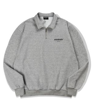 심플 로고 오버핏 반집업 맨투맨 (그레이)