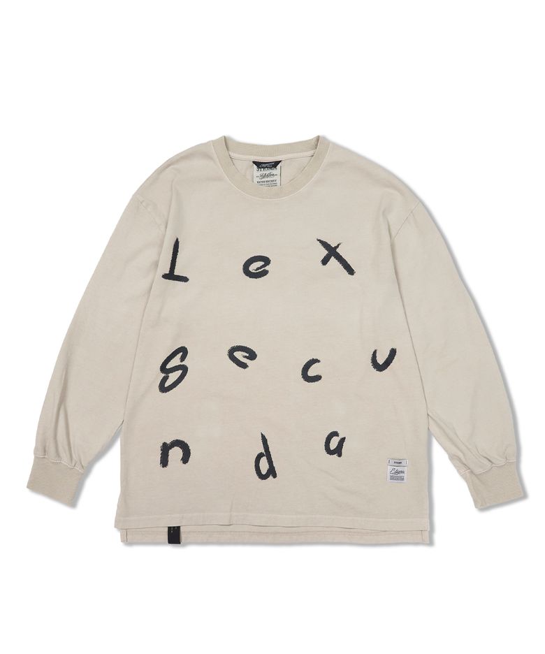 Lexsecunda Vintage-Like Oversized Long Sleeves T-Shirts  Beige