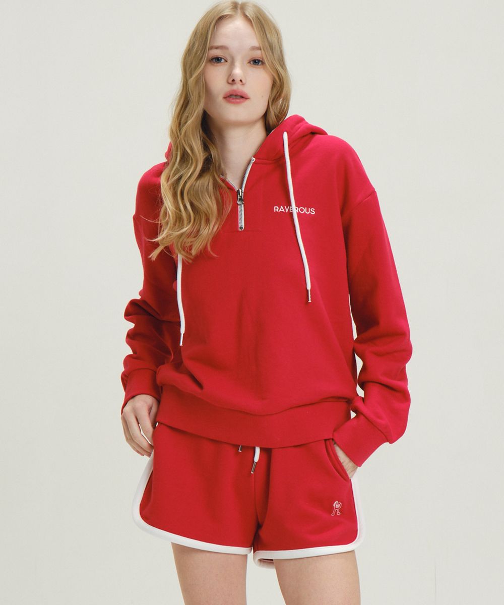 MUSINSA | RAVEROUS Half-zip hoodie sweatshirt red
