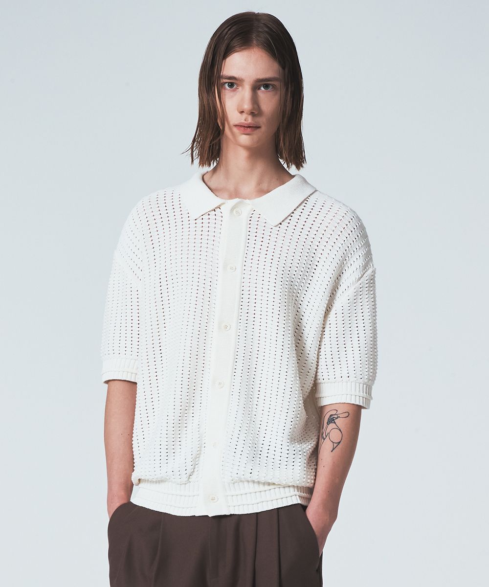 MUSINSA | MAISON MINED BUTTER CREAM KNIT HALF CARDIGAN IVORY