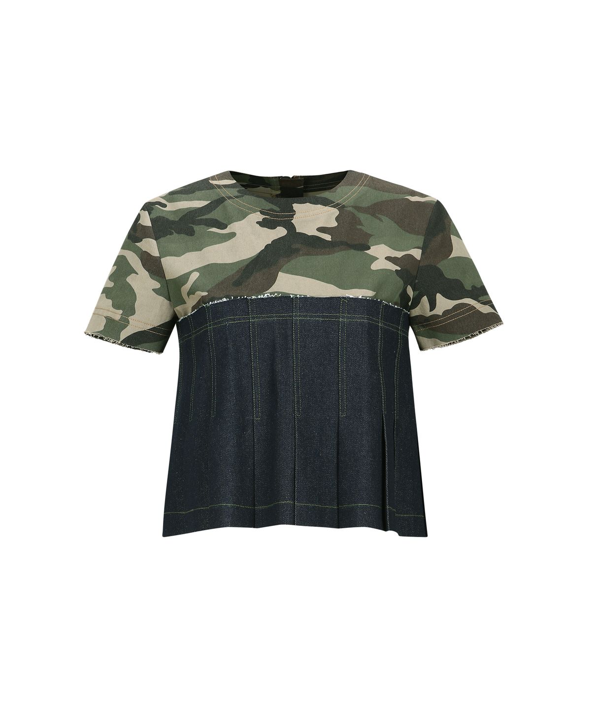 앤더슨벨(ADSB ANDERSSON BELL) 카모플라쥬 플리츠 데님 탑 atb1092w(KHAKI INDIGO)