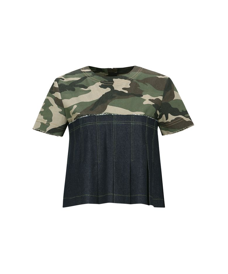 카모플라쥬 플리츠 데님 탑 atb1092w(KHAKI INDIGO)