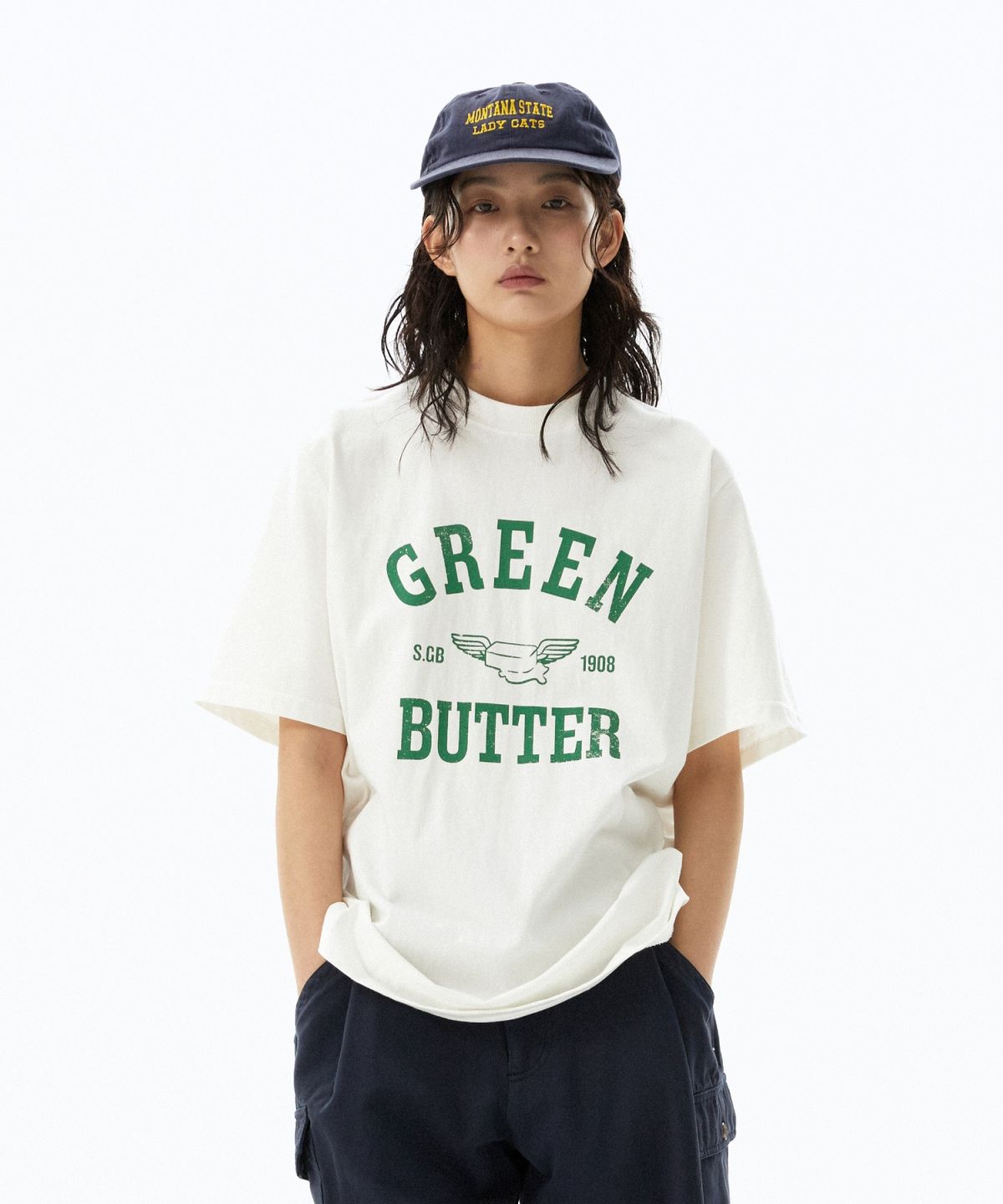 그린버터(GREENBUTTER) Butter Wing Tee (Ivory_GREEN)