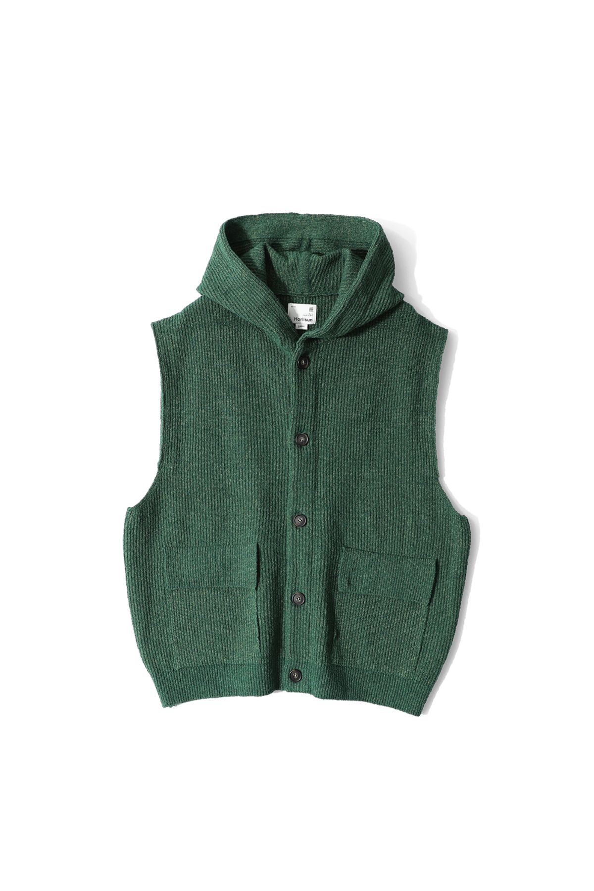 홀리선(HORLISUN) Acorn Hoodie Vest Cardigan Cotton Knit Smart Green